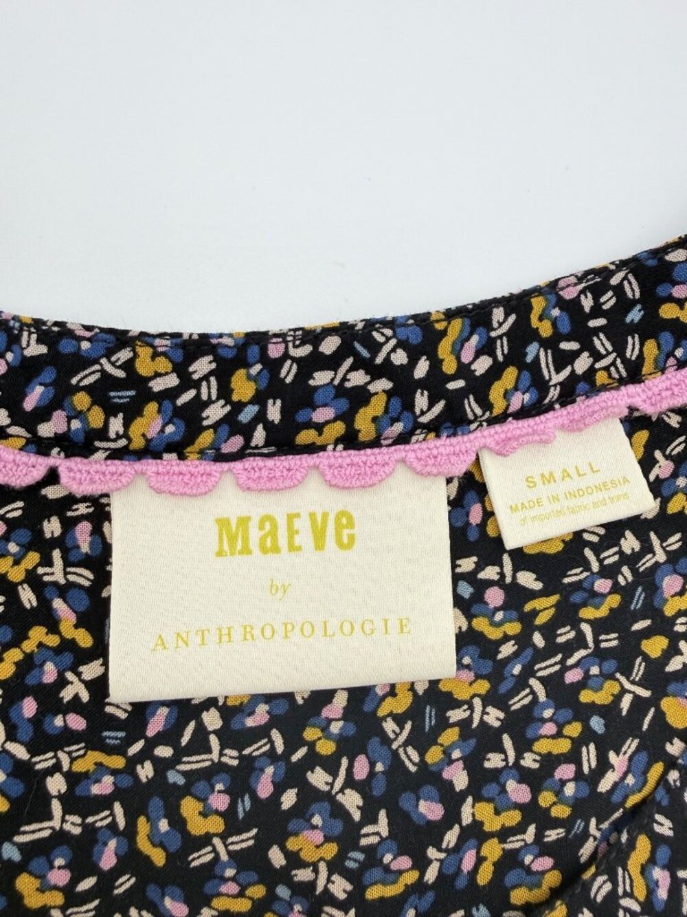 Maeve By Anthropologie Black Floral Button-Front Blouse Ruffled Sleeves Size S - Picture 3 of 8